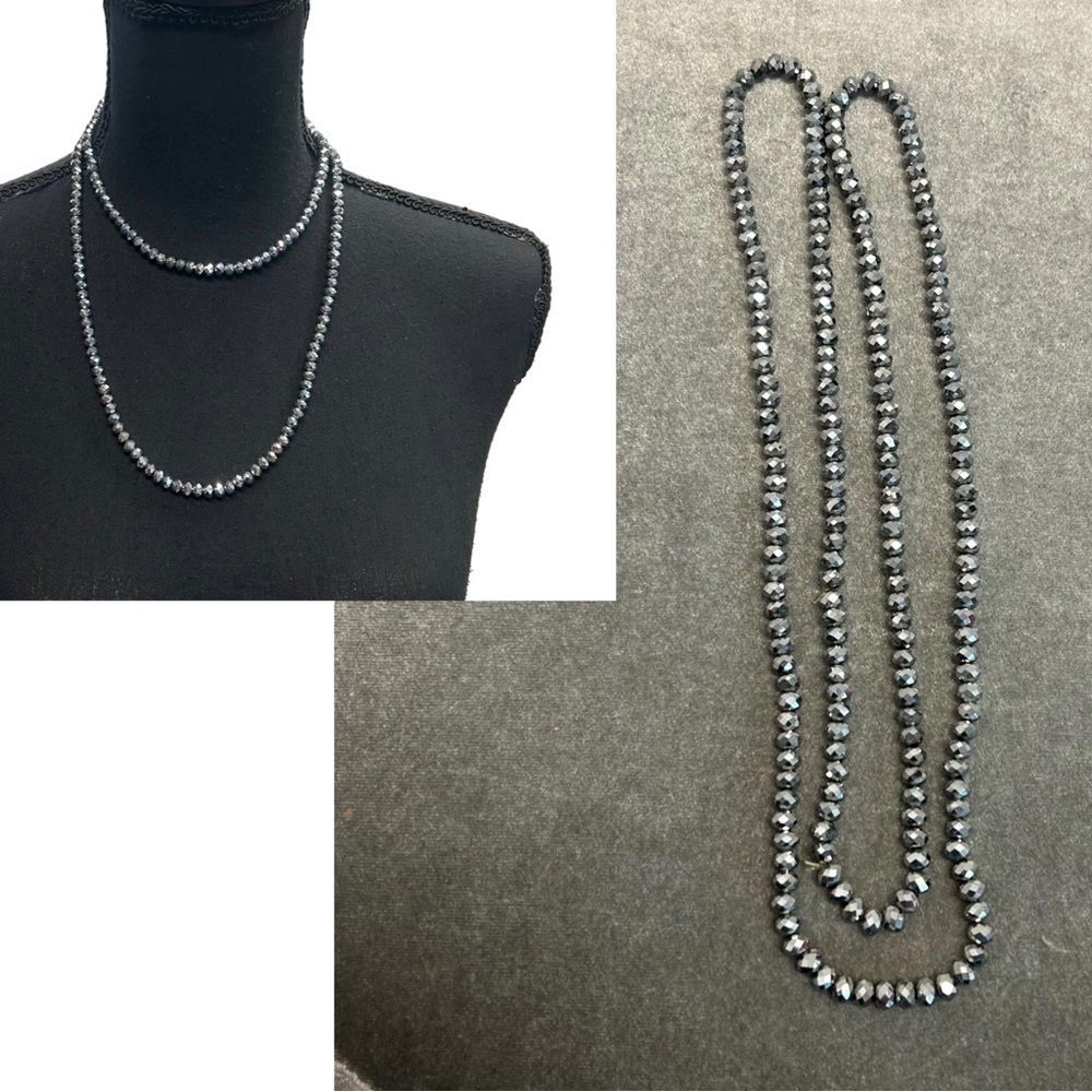 Chrome dark silver beaded necklace